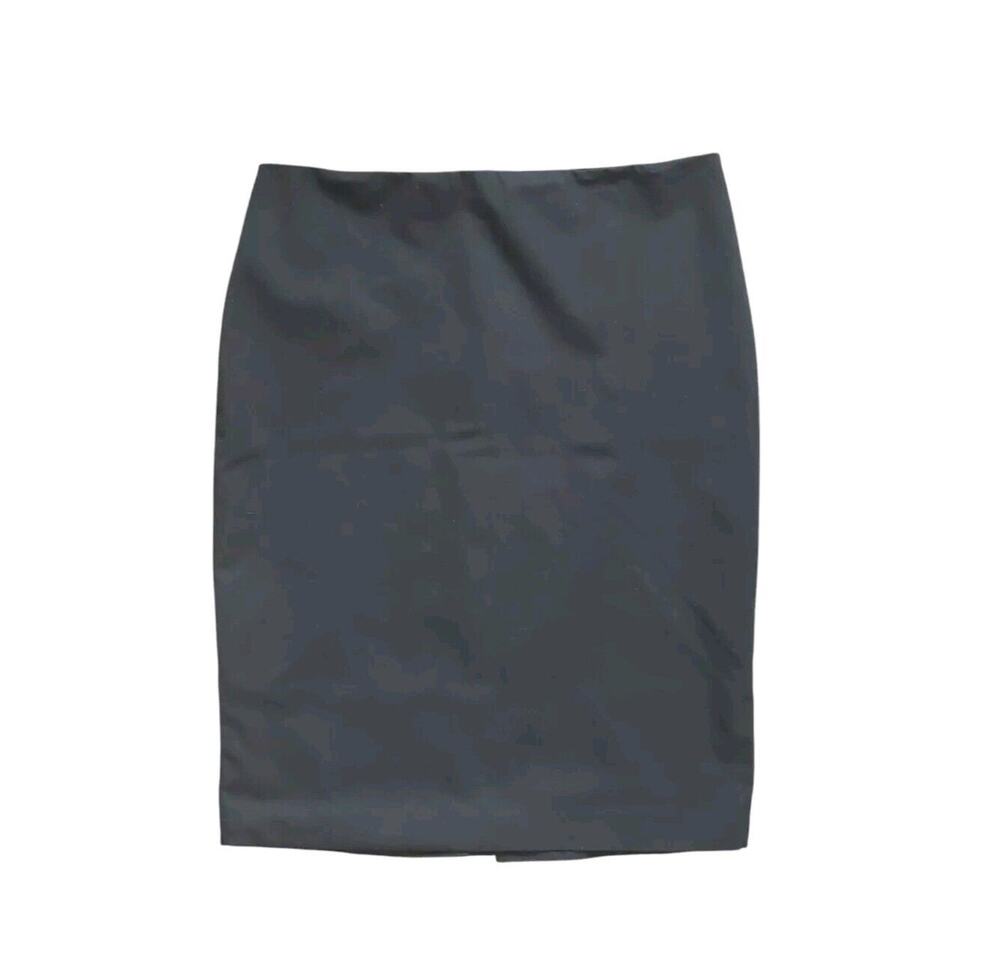 Avenue Montaigne Paris Black Knee Length Pencil Skirt with Kick Pleat, Size 8